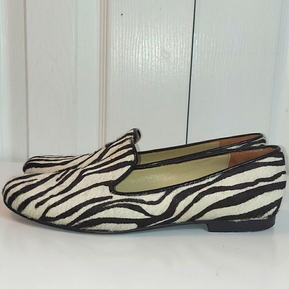 Peter Kent Zebra Print Calf Hair Loafers Sz 37 - Picture 5 of 11